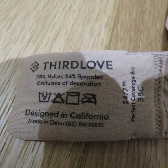 THIRDLOVE 24/7 Classic Perfect Coverage Bra in Taupe Neutral Comfort - Size 38C - Picture 12 of 12